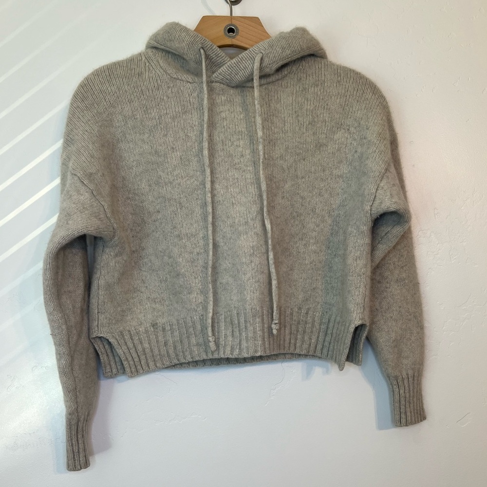 Aritzia The Group Babaton Cashmere Heather Gray Cropped Hooded Sweater